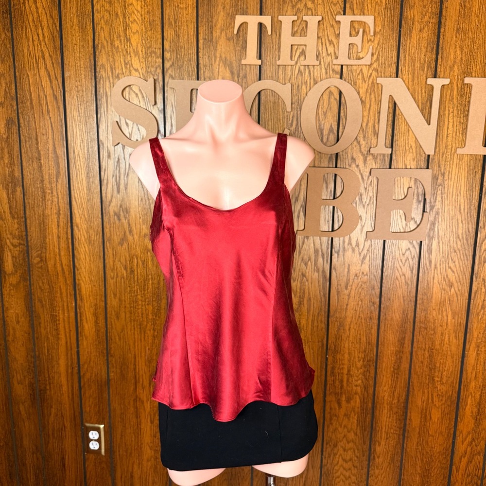 Victoria's Secret Tank Top Womens Large Red 100% Silk Cami Y2K Whimsigoth Grunge